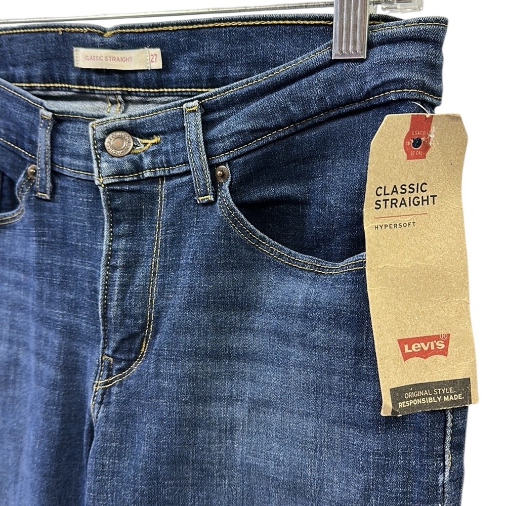 Levis Sculpt Classic Straight Leg Denim Mid Rise Blue Jeans Cotton Blend Size 27 - Picture 8 of 11